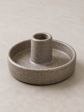 Smith & Hawken Gray Speckled Ceramic Candle Holder Modern Minimalist 5"